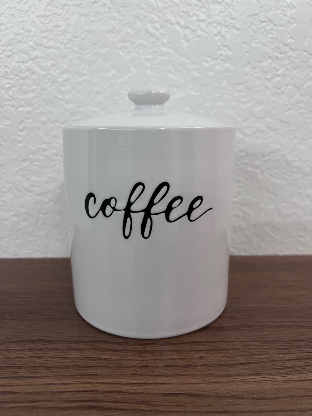White Ceramic Coffee Canister Jar with Lid | Farmhouse Kitchen Storage Decor